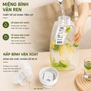 Bình Đựng Nước Dung Tích Lớn 1L-2L ECO, Bình Nước Chịu Nhiệt, Nhựa PP Cao Cấp, Nắp Kín Chống Rò Rỉ