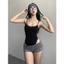 Áo Bodysuit Hai Dây Phối Viền Ren Ôm Body Cá Tính RANSHI Sexy Chất Cotton Mềm Mát - RBS051