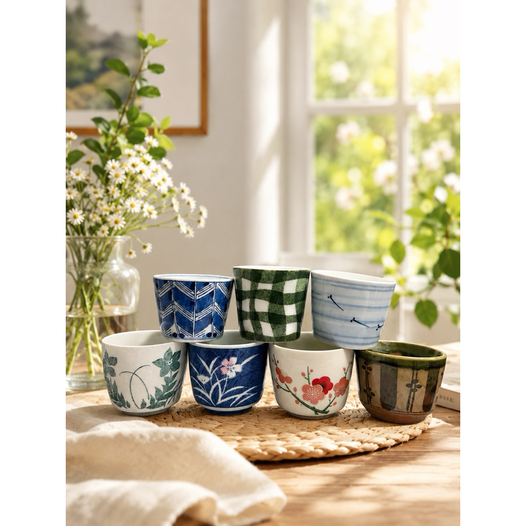Chậu Sen Đá Mini Từ Cốc Trà Nhật Có Lỗ Thoát Nước – Chậu Gốm Sứ Decor Bàn Làm Việc Trồng Xương Rồng