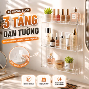 Kệ Trong Suốt 3 Tầng Dán Tường HomeMate – Giá Để Mỹ Phẩm, Sơn Móng Tay, Đồ Decor Đa Năng Không Khoan Đục