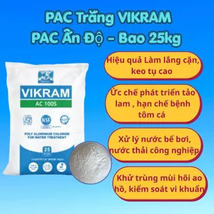 PAC Ấn Độ Vikram 31%, PAC Trắng, Hóa chất trợ lắng nuôi trồng thủy sản, xử lý nước