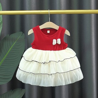 Váy thun cotton xòe tầng cho bé gái dự tiệc 6th-2 tuổi phong cách Hàn D1320 Bí Ngô Nhỏ