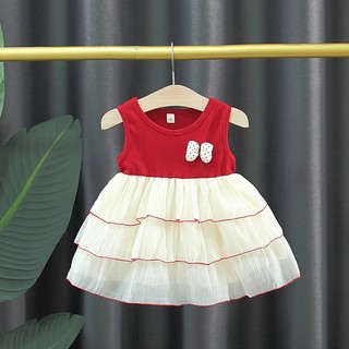 Váy thun cotton xòe tầng cho bé gái dự tiệc 6th-2 tuổi phong cách Hàn D1320 Bí Ngô Nhỏ