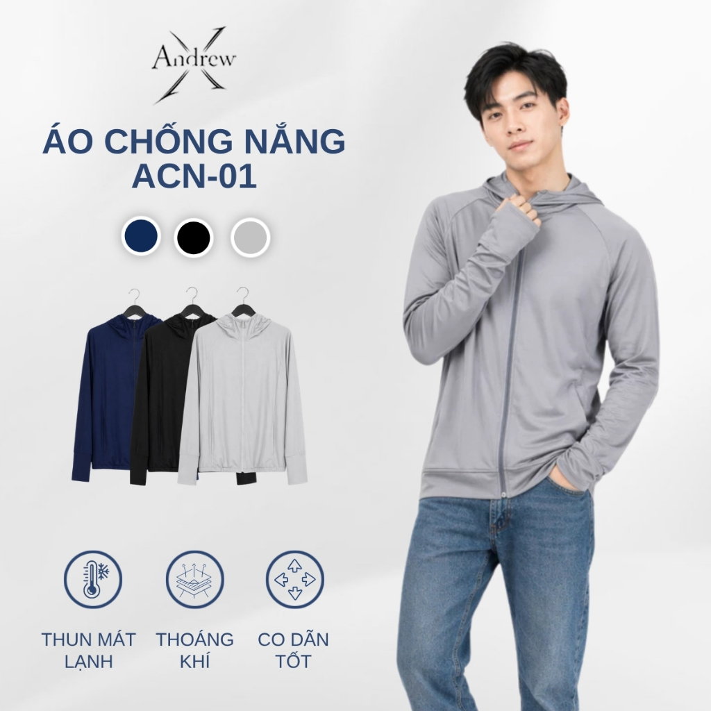 Áo Chống Nắng ACN-01 Thun Lạnh Một Lớp Mỏng Nhẹ Không Bí Dễ Mặc Đi Làm Đi Chơi Hằng Ngày Cho Nam