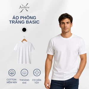Áo Phông Trắng Basic Unisex Nam Nữ Cotton Mềm Mịn Dễ Phối Mặc Hằng Ngày Cho Đi Học Đi Làm Trẻ Trung