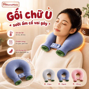 Gối Chữ U Sưởi Ấm Cổ Vai Gáy HomeMate – Túi Chườm Nóng Giữ Nhiệt 5H, Lót Nhung Mịn Thư Giãn Giảm Đau Mỏi