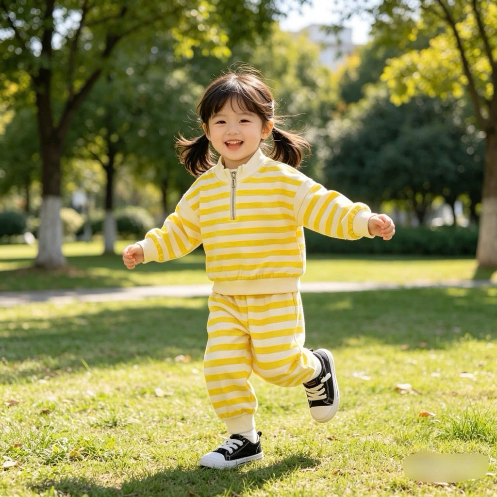 Set bộ bomber bo gấu kẻ ngang C6010 bé trai bé gái 2–7Y – đồ bộ trẻ em unisex thời trang cao cấp
