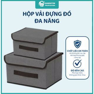 Hộp đựng đồ bằng vải đa năng gấp gọn có nắp đậy cứng cáp dùng đựng quần áo đồ chơi tiện lợi