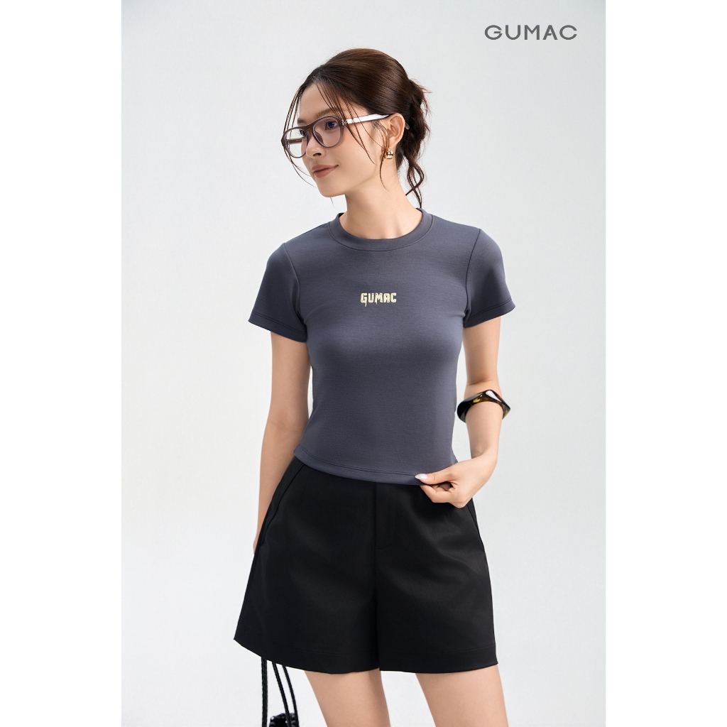 Áo Thun Nữ GUMAC Form Slim Cổ Tròn Co Giãn Ôm Dáng ATG05020