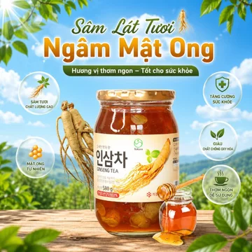 [CHÍNH HÃNG] Sâm lát tươi ngâm mật ong Hàn Quốc 580g - Nhân sâm bồi bổ cơ thể, tăng đề kháng, giảm mệt mỏi