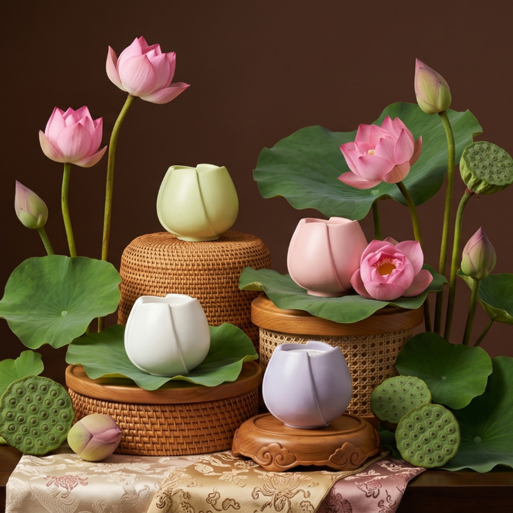 Nến Thơm Decor Phòng Ngủ Sáp Đậu Nành Thiên Nhiên Quà Tặng Handmade Hoa Sen 11 Handicraft