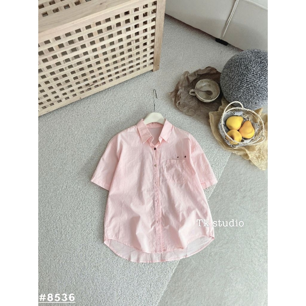 [𝑯𝒂 𝑨𝒏𝒉] Áo Sơ Mi Cộc Tang Chữ Túi QCL1#8536 : 55-60kg
