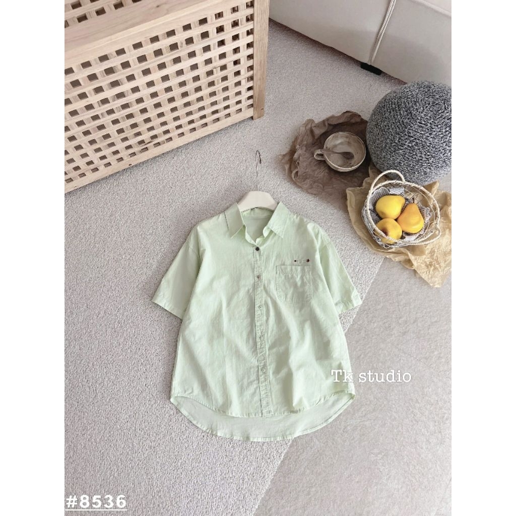 [𝑯𝒂 𝑨𝒏𝒉] Áo Sơ Mi Cộc Tang Chữ Túi QCL1#8536 : 55-60kg