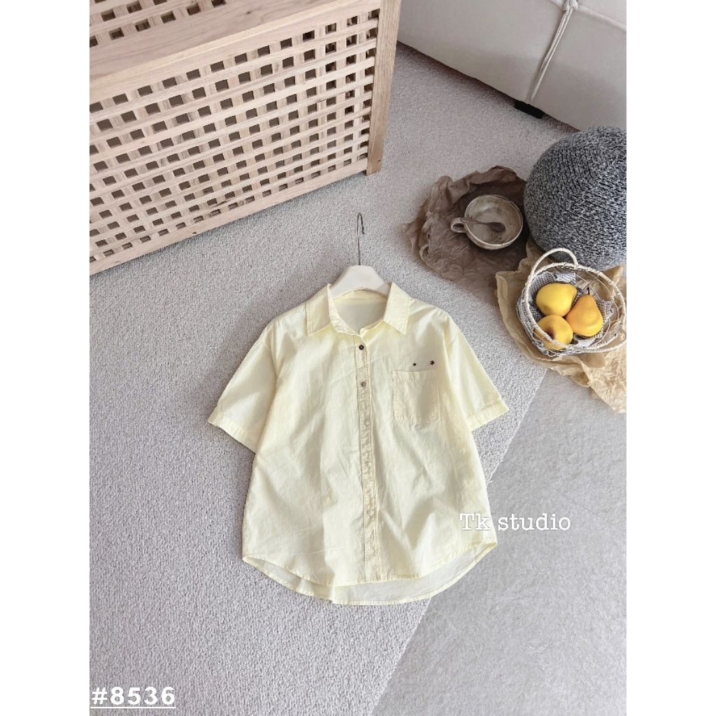 [𝑯𝒂 𝑨𝒏𝒉] Áo Sơ Mi Cộc Tang Chữ Túi QCL1#8536 : 55-60kg