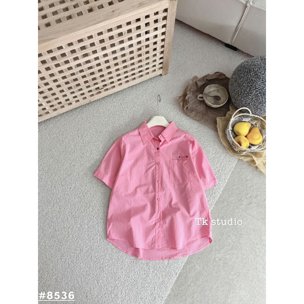 [𝑯𝒂 𝑨𝒏𝒉] Áo Sơ Mi Cộc Tang Chữ Túi QCL1#8536 : 55-60kg