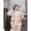 8/5 Pizama đùi tay lỡ cổ sen tròn