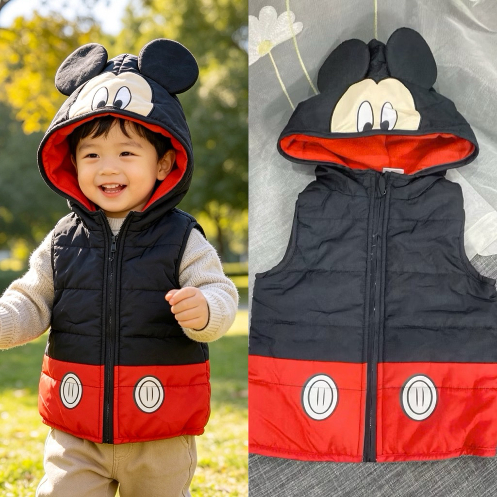 Áo gile phao bé trai bé gái 12M–4Y C6033 TQ003 xuất dư – áo phao giữ ấm trẻ em cao cấp