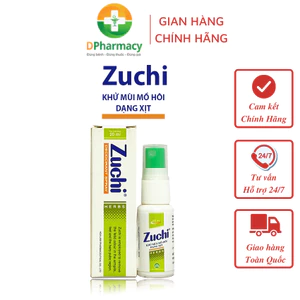 Xịt Khử Mùi Zuchi Xanh Lá, Hỗ Trợ Khử Mùi Hôi Chân, Hôi Nách,Mùi Cơ Thể, chai 20ml