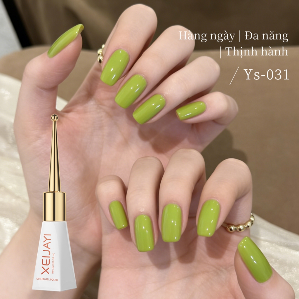 XEIJAYI 10ml - Sơn móng tay dạng gel màu xanh bơ, bền màu và thời trang, phù hợp cho mọi mùa.