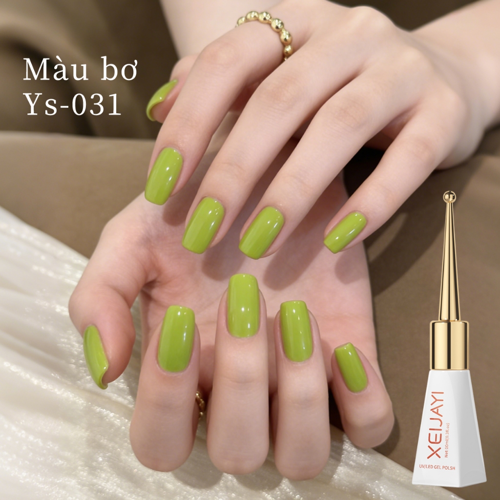 XEIJAYI 10ml - Sơn móng tay dạng gel màu xanh bơ, bền màu và thời trang, phù hợp cho mọi mùa.