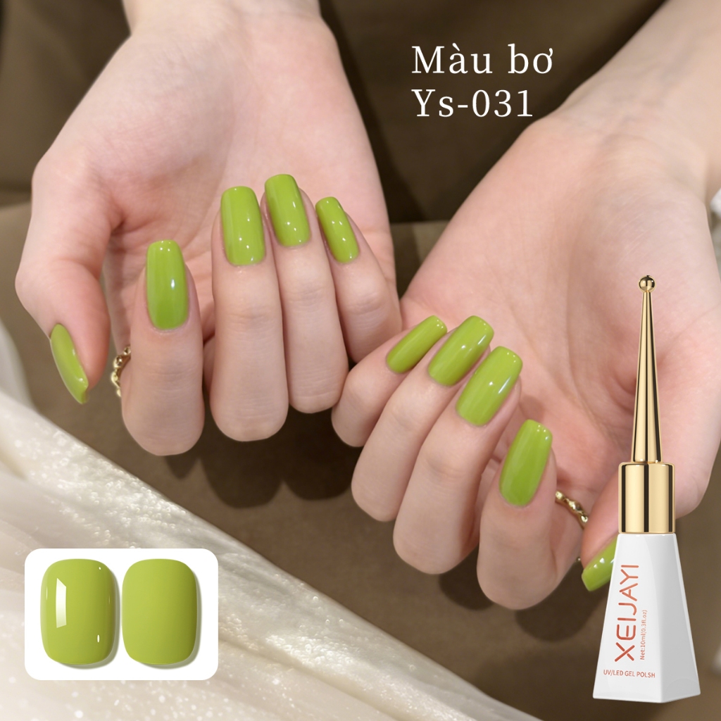 XEIJAYI 10ml - Sơn móng tay dạng gel màu xanh bơ, bền màu và thời trang, phù hợp cho mọi mùa.