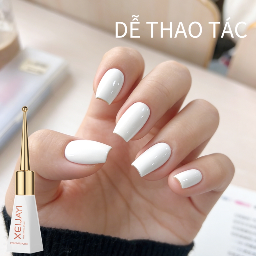XEIJAYI 10ml – Sơn Gel Móng Màu Trắng Cổ Điển, Bền màu lâu trôi và Thích hợp cho việc Tự làm Nghệ thuật Móng