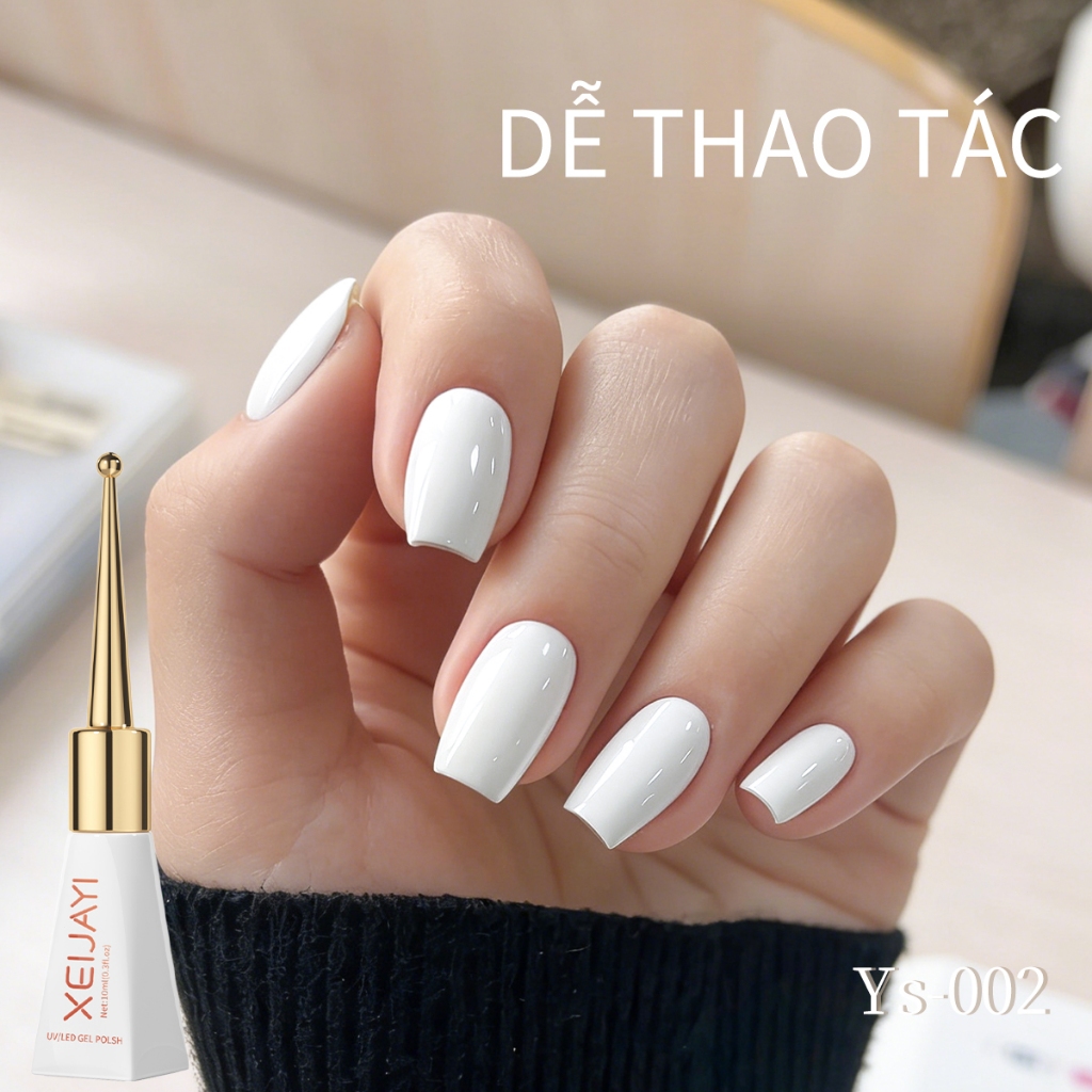 XEIJAYI 10ml – Sơn Gel Móng Màu Trắng Cổ Điển, Bền màu lâu trôi và Thích hợp cho việc Tự làm Nghệ thuật Móng