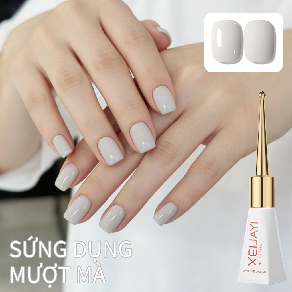 XEIJAYI 10ml - Sơn móng tay dạng gel màu trắng ngà, bền màu và phù hợp sử dụng hàng ngày.