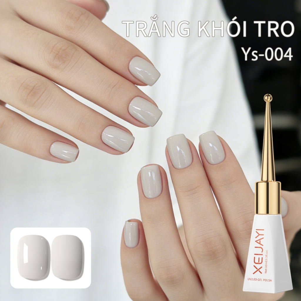 XEIJAYI 10ml - Sơn móng tay dạng gel màu trắng ngà, bền màu và phù hợp sử dụng hàng ngày.