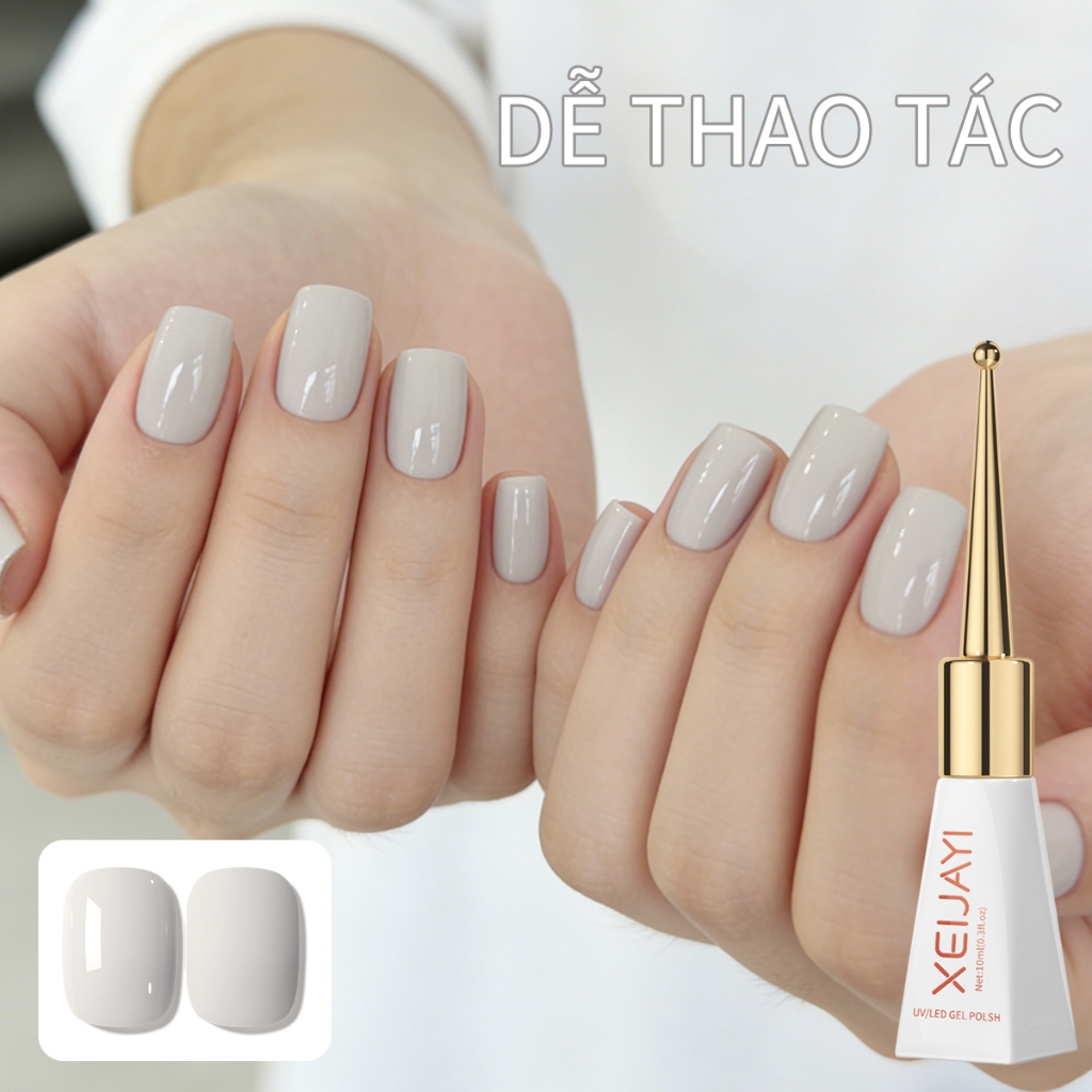 XEIJAYI 10ml - Sơn móng tay dạng gel màu trắng ngà, bền màu và phù hợp sử dụng hàng ngày.