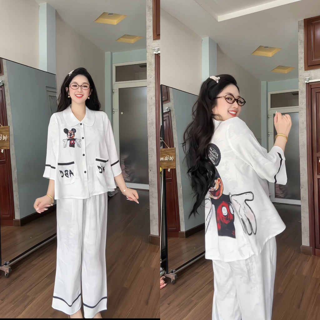 45-65kg Bộ Pijama PHOM TO RỘNG cổ Sen thiết kế chất MANGO