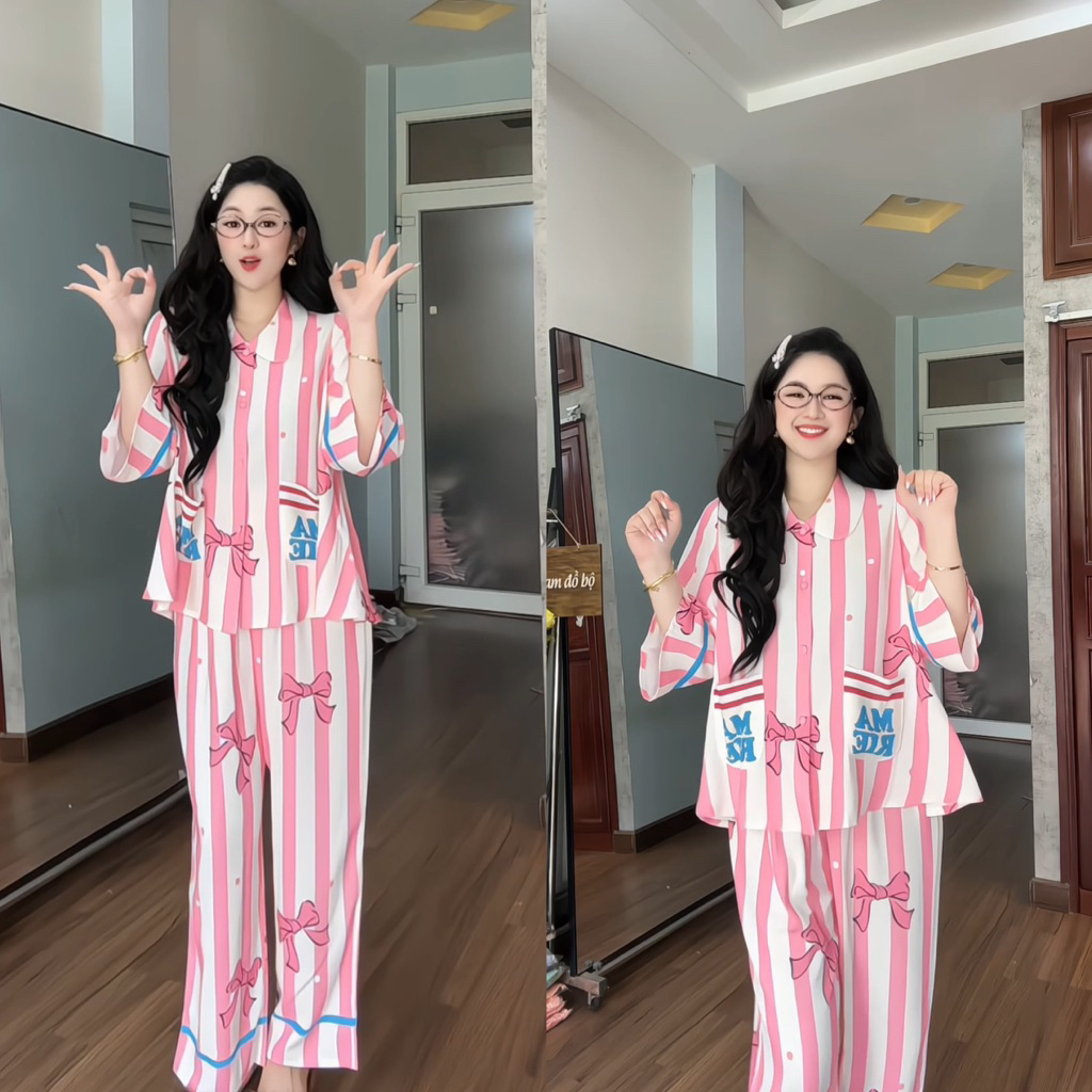45-65kg Bộ Pijama PHOM TO RỘNG cổ Sen thiết kế chất MANGO