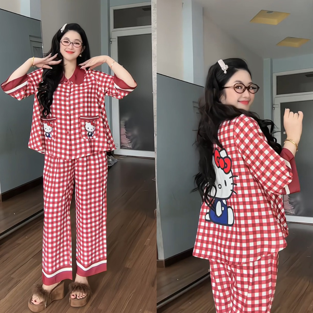 45-65kg Bộ Pijama PHOM TO RỘNG cổ Sen thiết kế chất MANGO