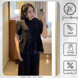 [ S6 ] Set áo cúc bọc cổ bẻ + quần ống suông - Xuananhthomay