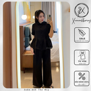 [ S6 ] Set áo cúc bọc cổ bẻ + quần ống suông - Xuananhthomay