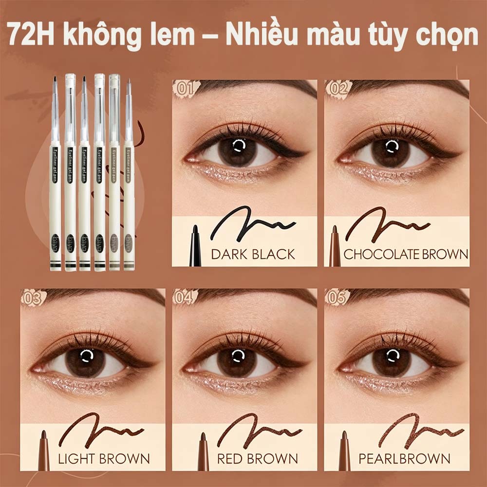 Chì kẻ mắt, Gel Kẻ Mắt, Bút kẻ mắt siêu mỏng, Mướt mịn, Chống Thấm Mồ Hôi, không lem, nhanh khô,