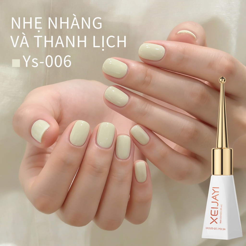 XEIJAYI 10ml– ơn móng classic vanilla color gel , bền màu và bóng mượt, thích hợp sử dụng tại salon.
