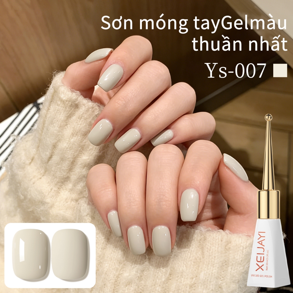 XEIJAYI 10ml - Sơn móng tay dạng gel màu trắng hạnh nhân mới, phù hợp với mọi tông da.