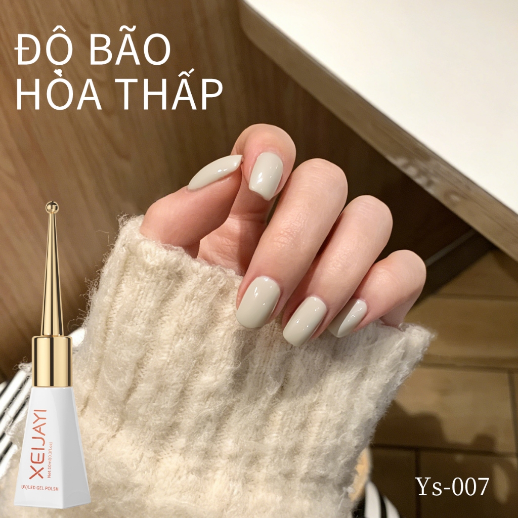 XEIJAYI 10ml - Sơn móng tay dạng gel màu trắng hạnh nhân mới, phù hợp với mọi tông da.