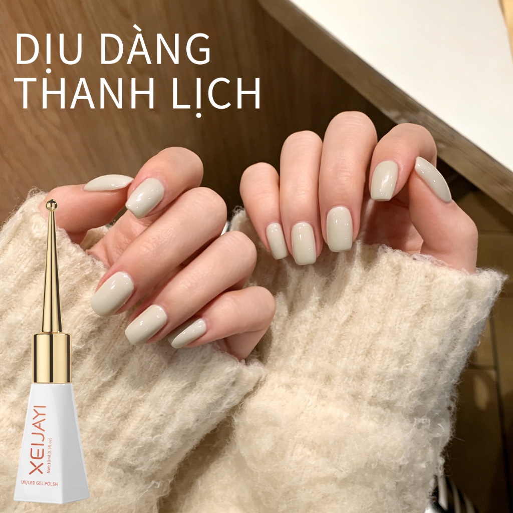 XEIJAYI 10ml - Sơn móng tay dạng gel màu trắng hạnh nhân mới, phù hợp với mọi tông da.