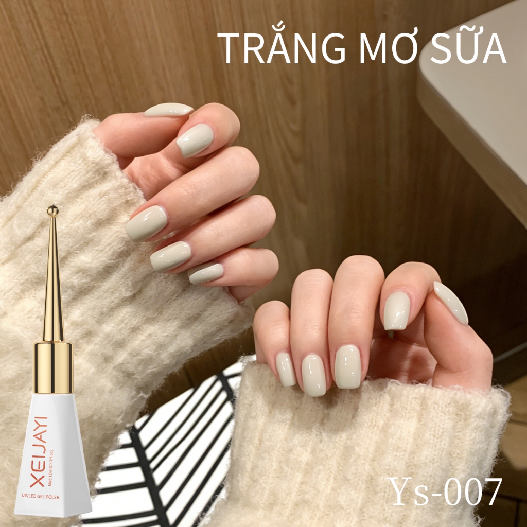 XEIJAYI 10ml - Sơn móng tay dạng gel màu trắng hạnh nhân mới, phù hợp với mọi tông da.
