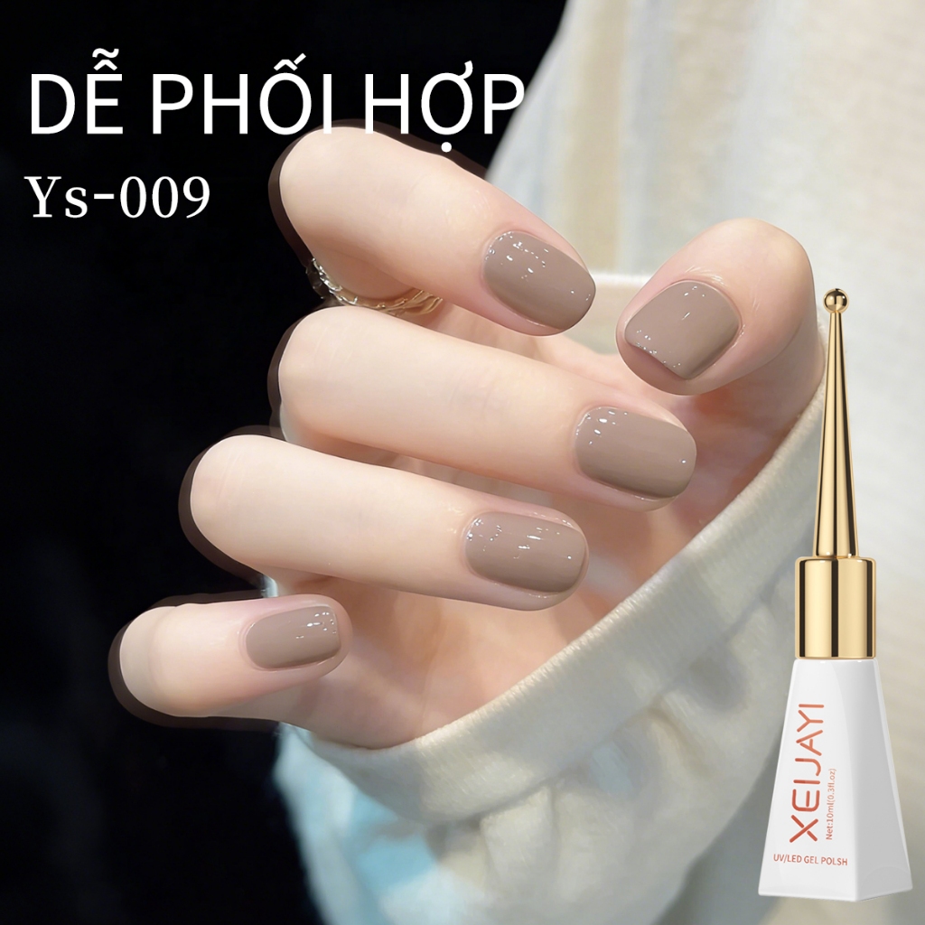XEIJAYI 10ml - Sơn móng tay dạng gel màu nâu nude mới, độ bóng lâu trôi, thích hợp sử dụng tại nhà.