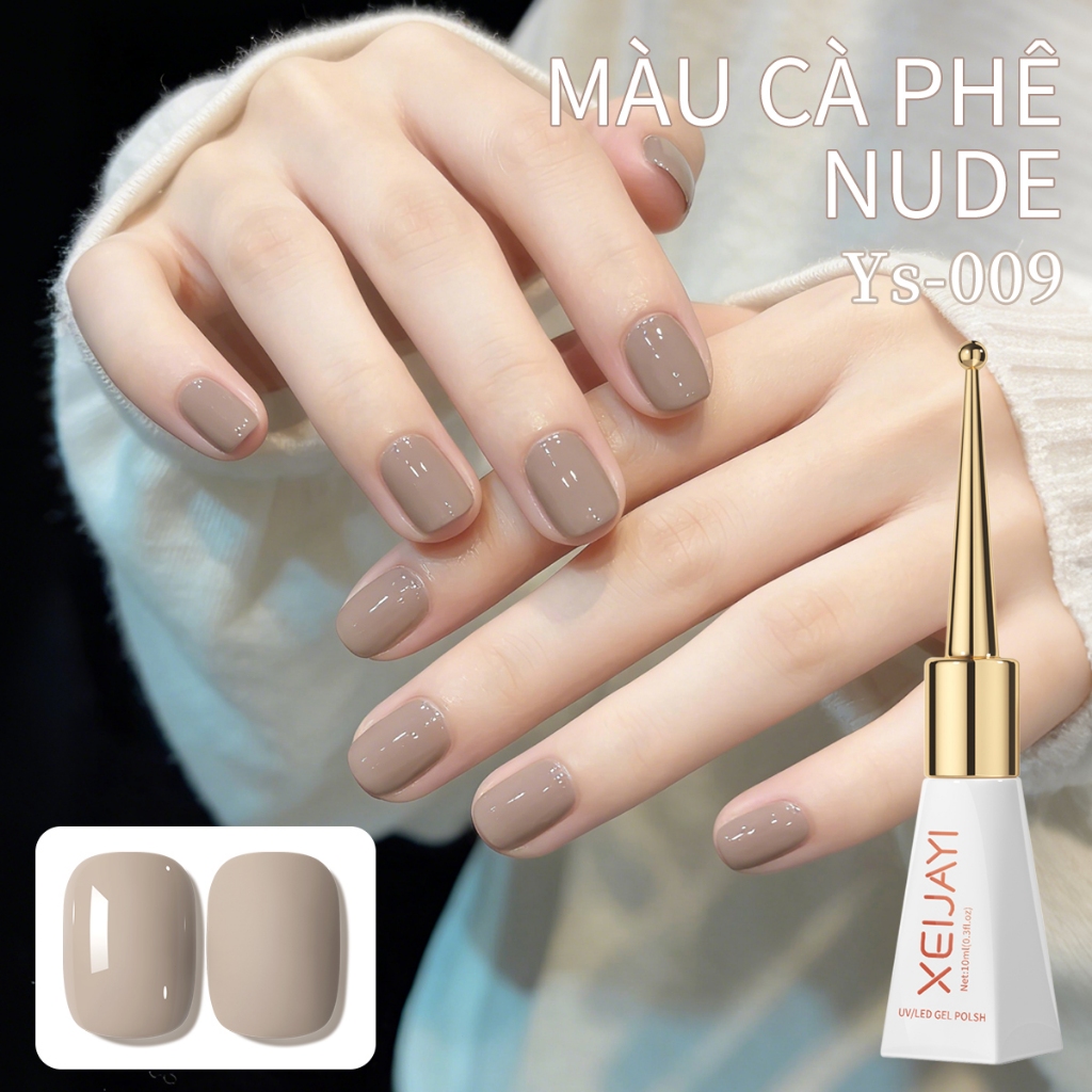XEIJAYI 10ml - Sơn móng tay dạng gel màu nâu nude mới, độ bóng lâu trôi, thích hợp sử dụng tại nhà.