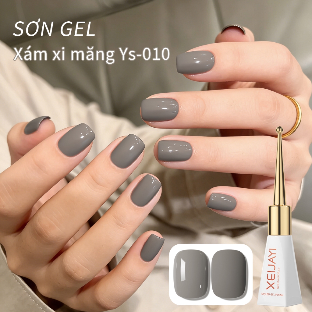 XEIJAYI 10ml - Sơn móng tay dạng gel màu xám xi măng cổ điển, bền màu và thích hợp sử dụng tại salon