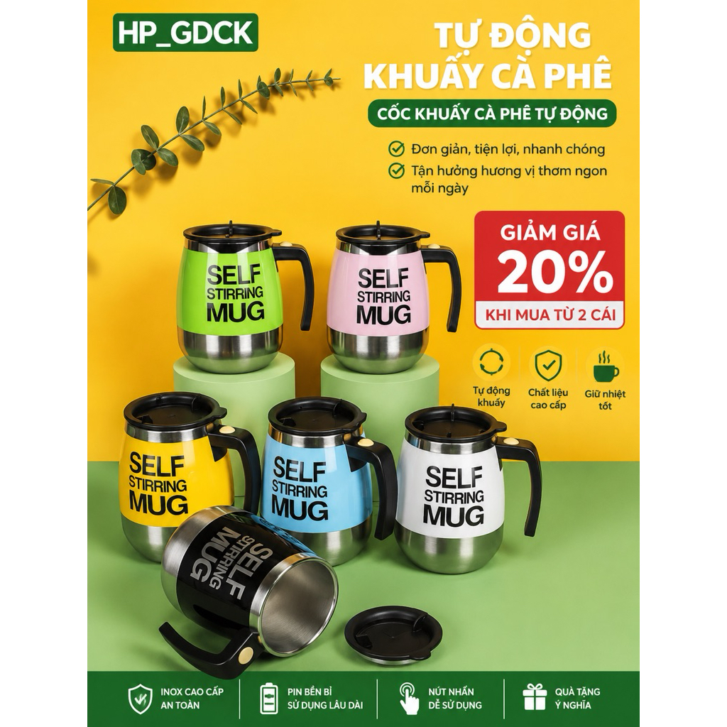 máy pha cà phê (    Cốc Khuấy Cafe Tự Động HP_GDCK – Ly Inox Tự Khuấy Giữ Nhiệt Cao Cấp)