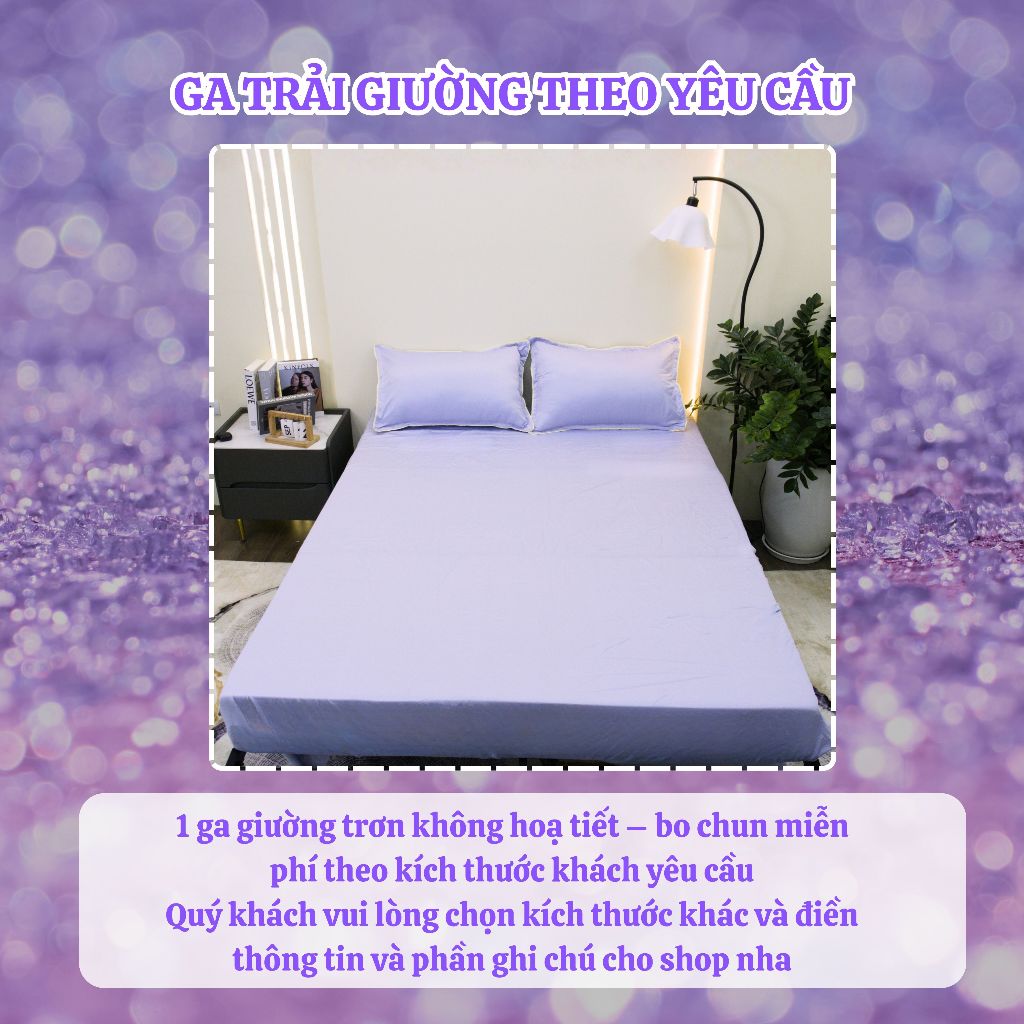 Set Ga Gối 3 Món Lụa Thái Trơn Cao Cấp , 1 ga trải giường + 2 vỏ gối nằm 45x65cm An Như Bedding