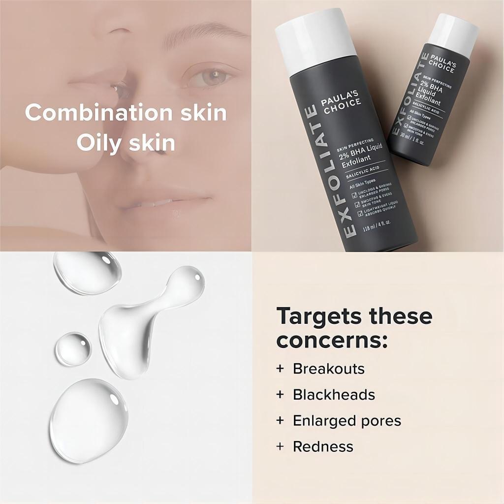 Tẩy da chết Paula’s Choice 118ml/Skin Perfecting 2% BHA Liquid Exfoliant giúp da mịn màng sáng khỏe