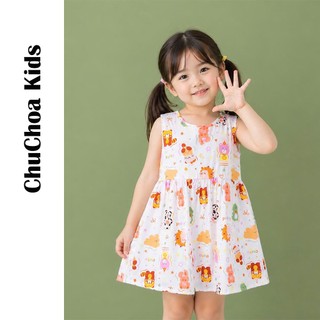 Váy Lanh bé gái, Đầm Lanh bé gái sát nách dáng suông ChuChoaKids [VBC26]