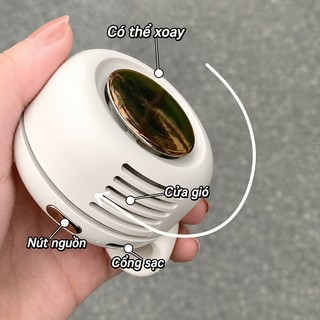 OOKAS Quạt mini gắn eo USB siêu nhẹ, im lặng 3 tốc độ, dùng phượt, dã ngoại, văn phòng