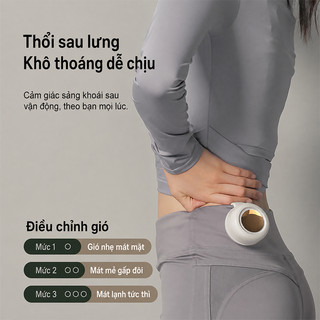 OOKAS Quạt mini gắn eo USB siêu nhẹ, im lặng 3 tốc độ, dùng phượt, dã ngoại, văn phòng